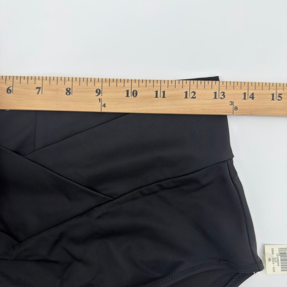 Aerie Black High Waisted Full Coverage Bikini Bottoms Cross Waist Size L NWT - Picture 9 of 11